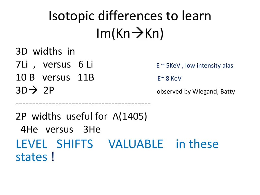 isotopic differences to learn im kn kn 3d widths