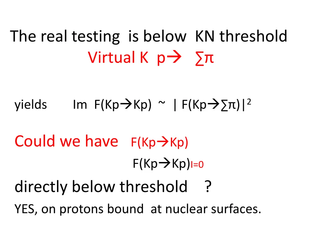 the real testing is below kn threshold virtual k p