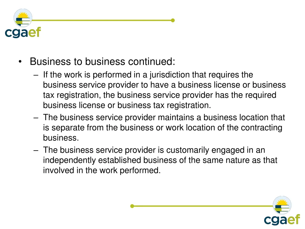 business to business continued if the work