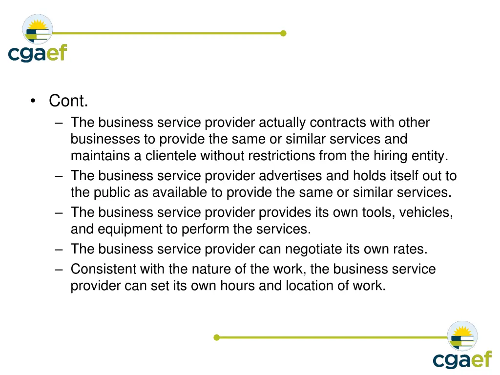 cont the business service provider actually