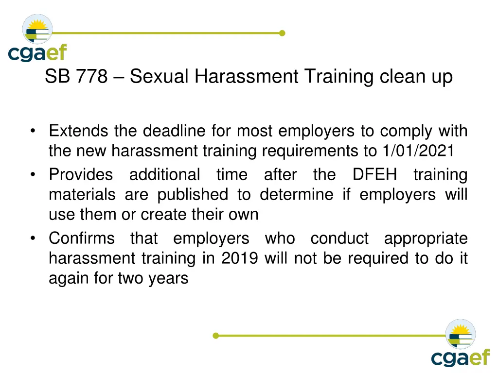 sb 778 sexual harassment training clean up