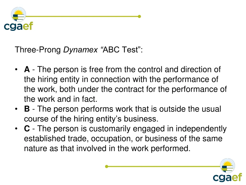 three prong dynamex abc test