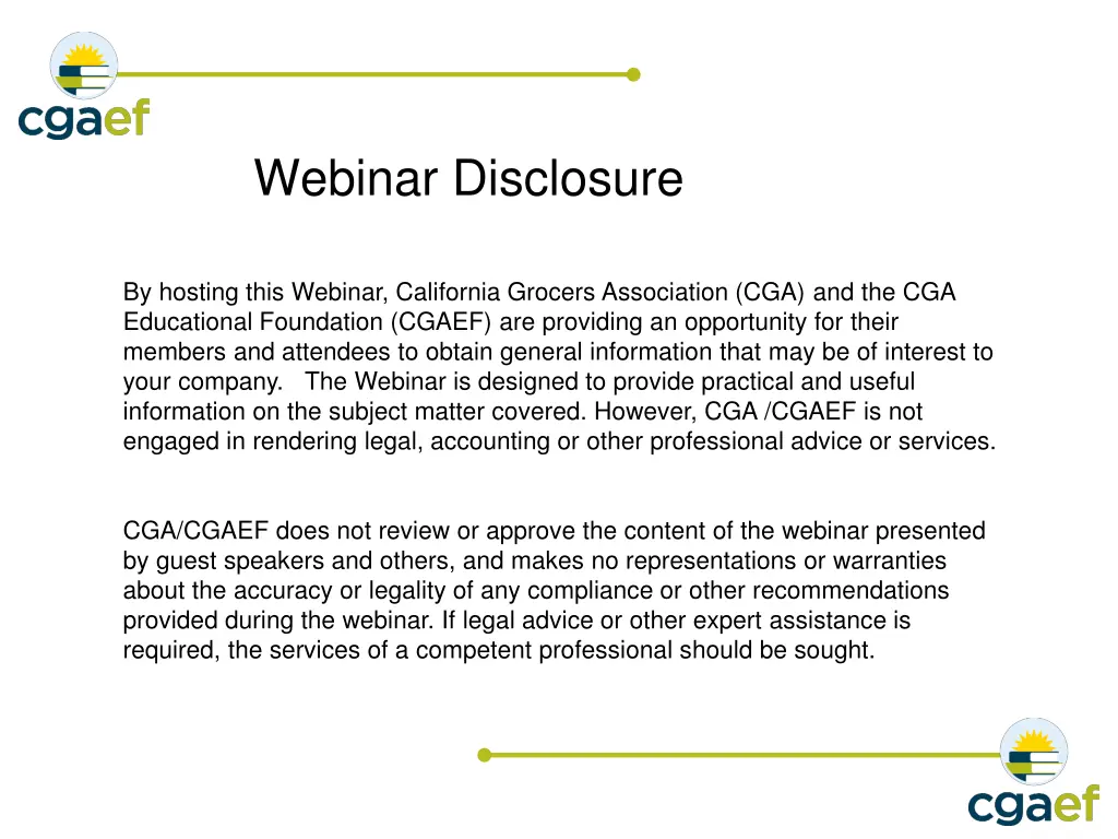 webinar disclosure