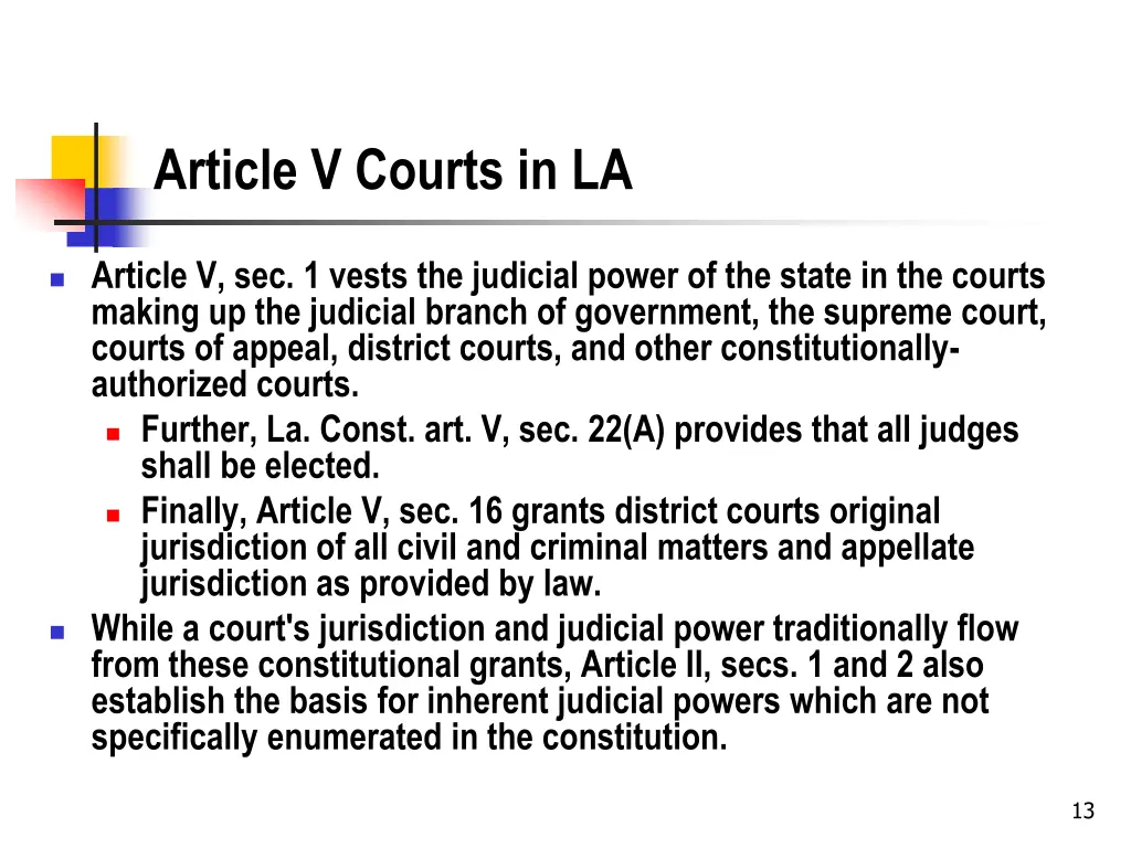article v courts in la