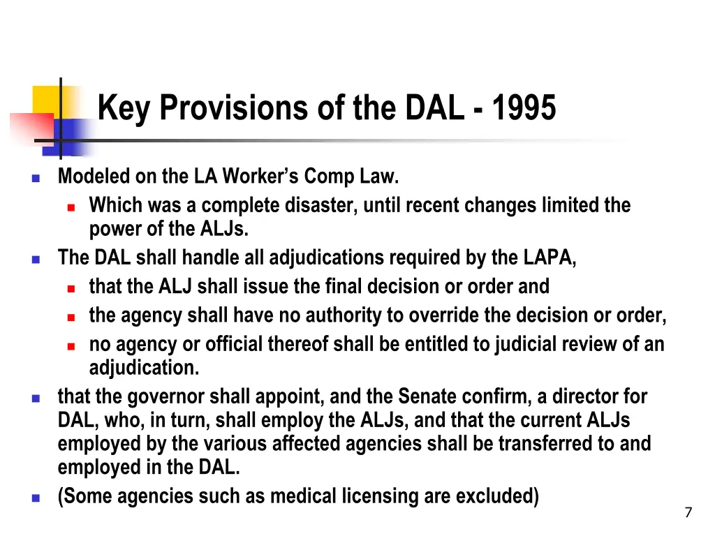 key provisions of the dal 1995