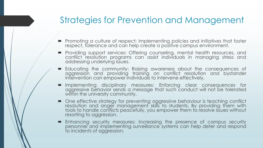 strategies for prevention and management