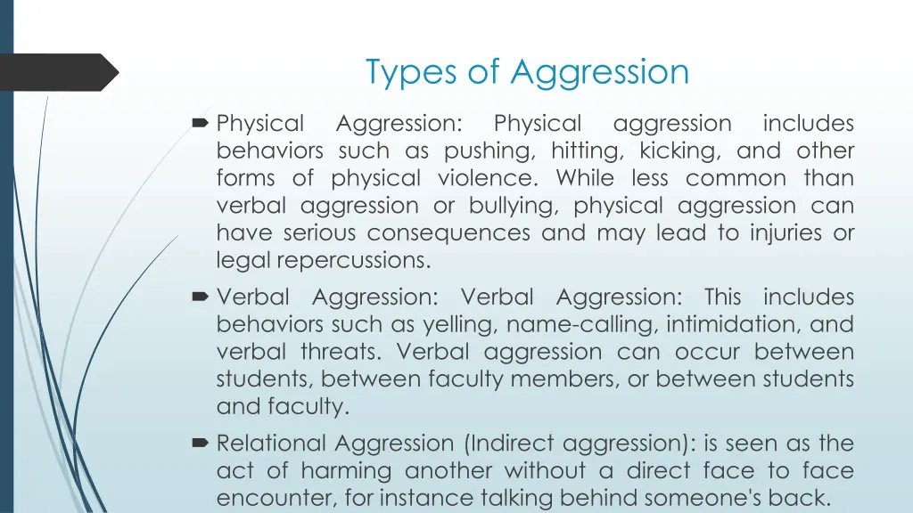 types of aggression
