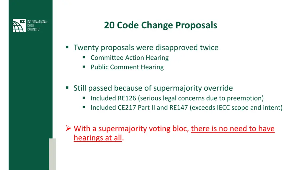 20 code change proposals