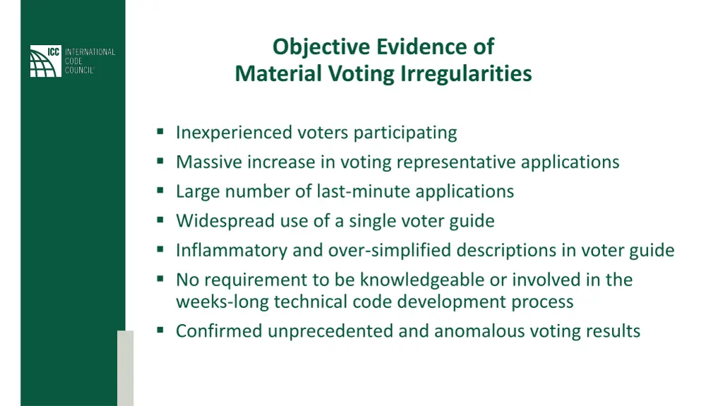 objective evidence of material voting