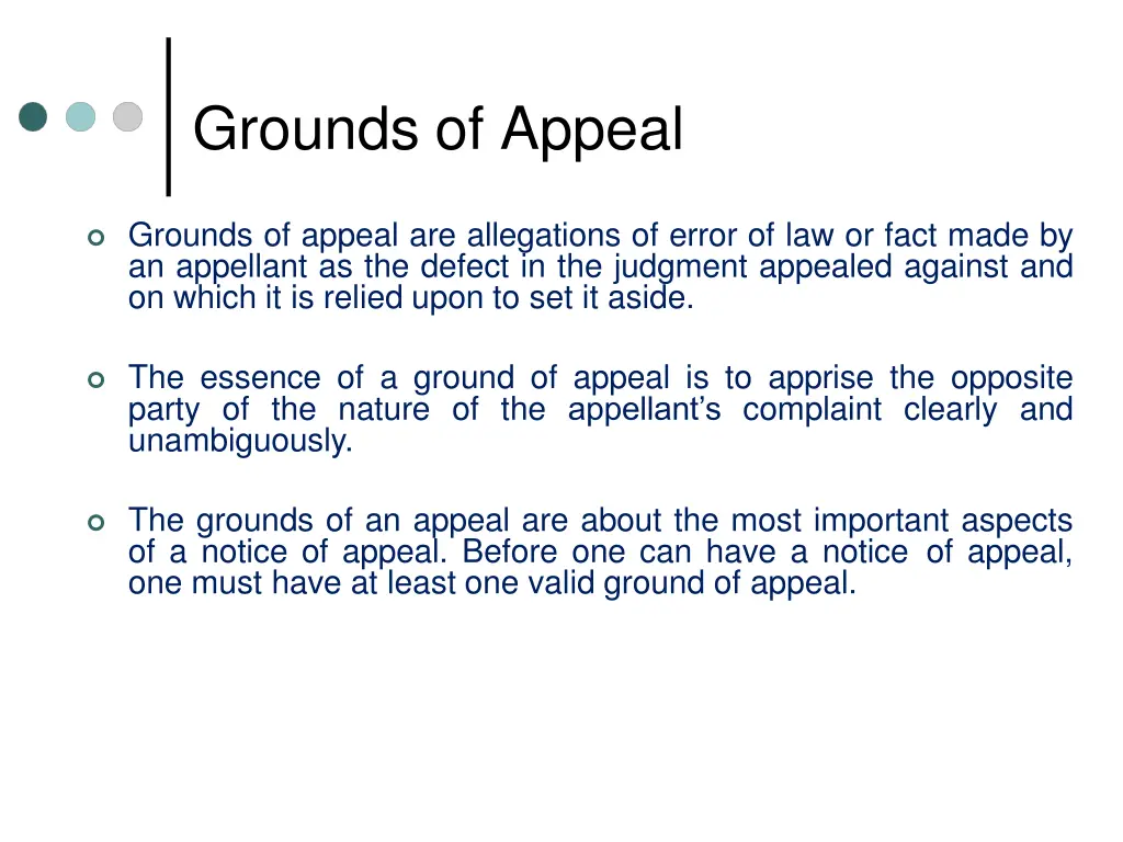 grounds of appeal
