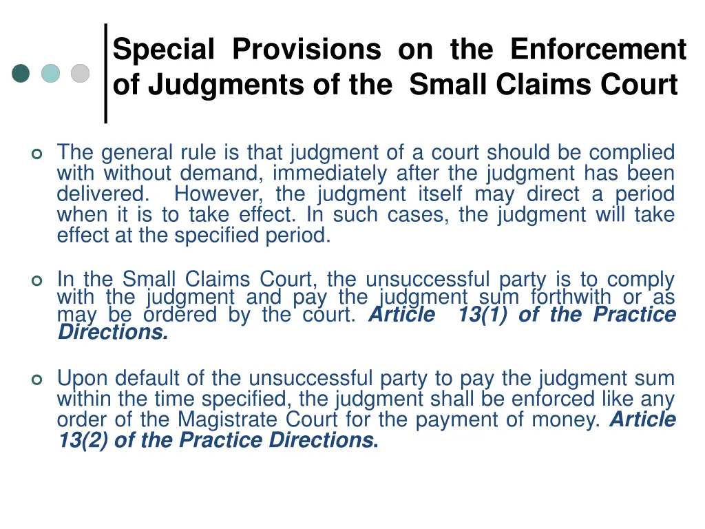 special provisions on the enforcement 1