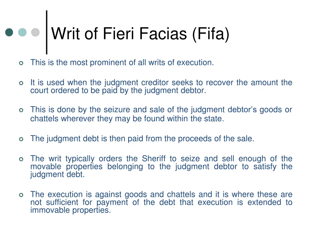 writ of fieri facias fifa