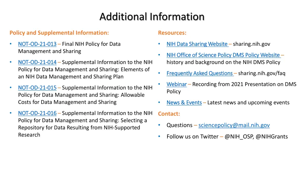 additional information