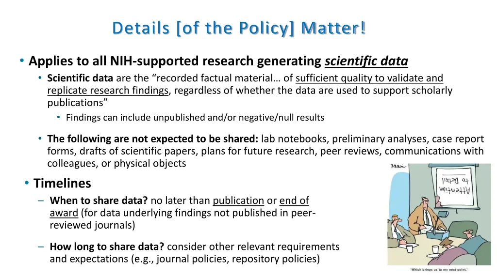 details of the policy matter