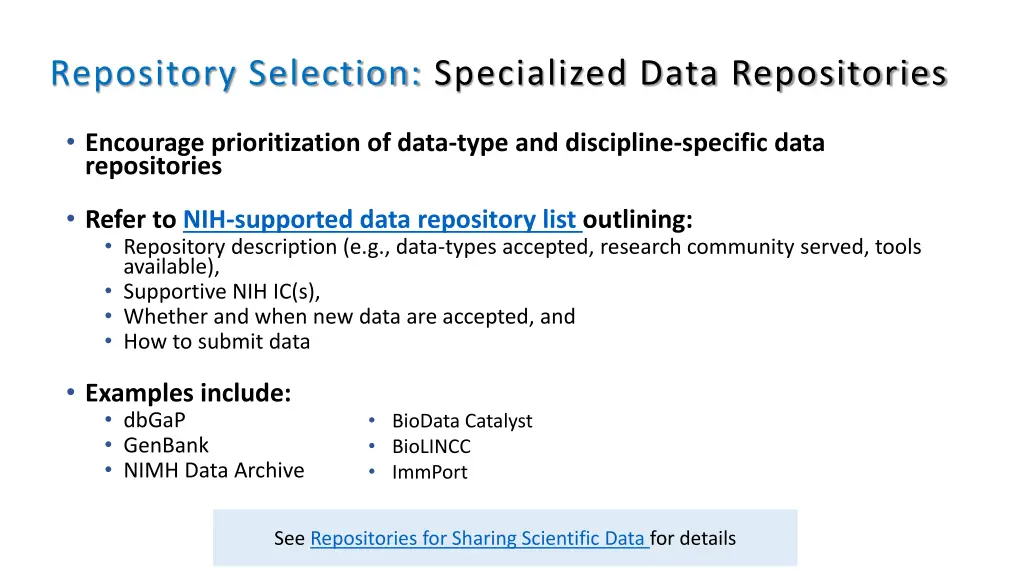 repository selection specialized data repositories