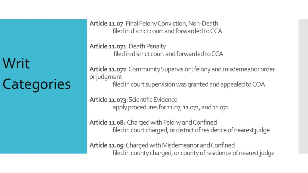 article 11 07 final felony conviction non death