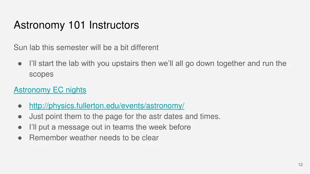 astronomy 101 instructors
