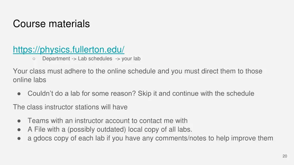 course materials