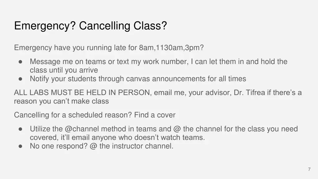 emergency cancelling class