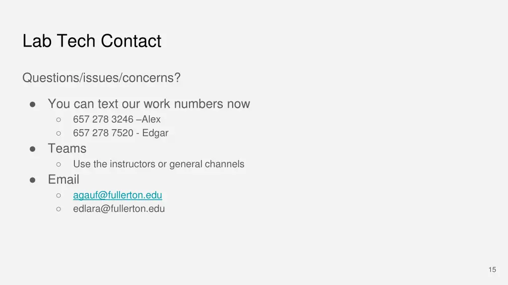 lab tech contact
