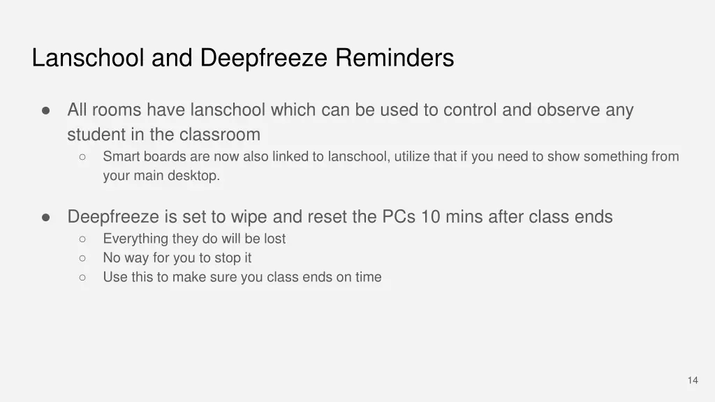 lanschool and deepfreeze reminders