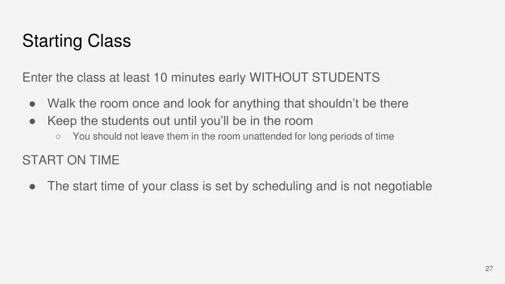 starting class