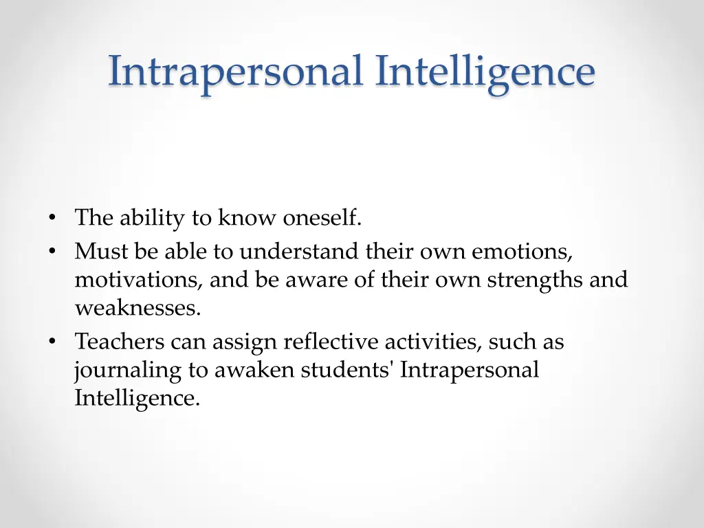 intrapersonal intelligence