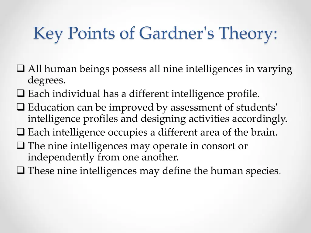 key points of gardner s theory