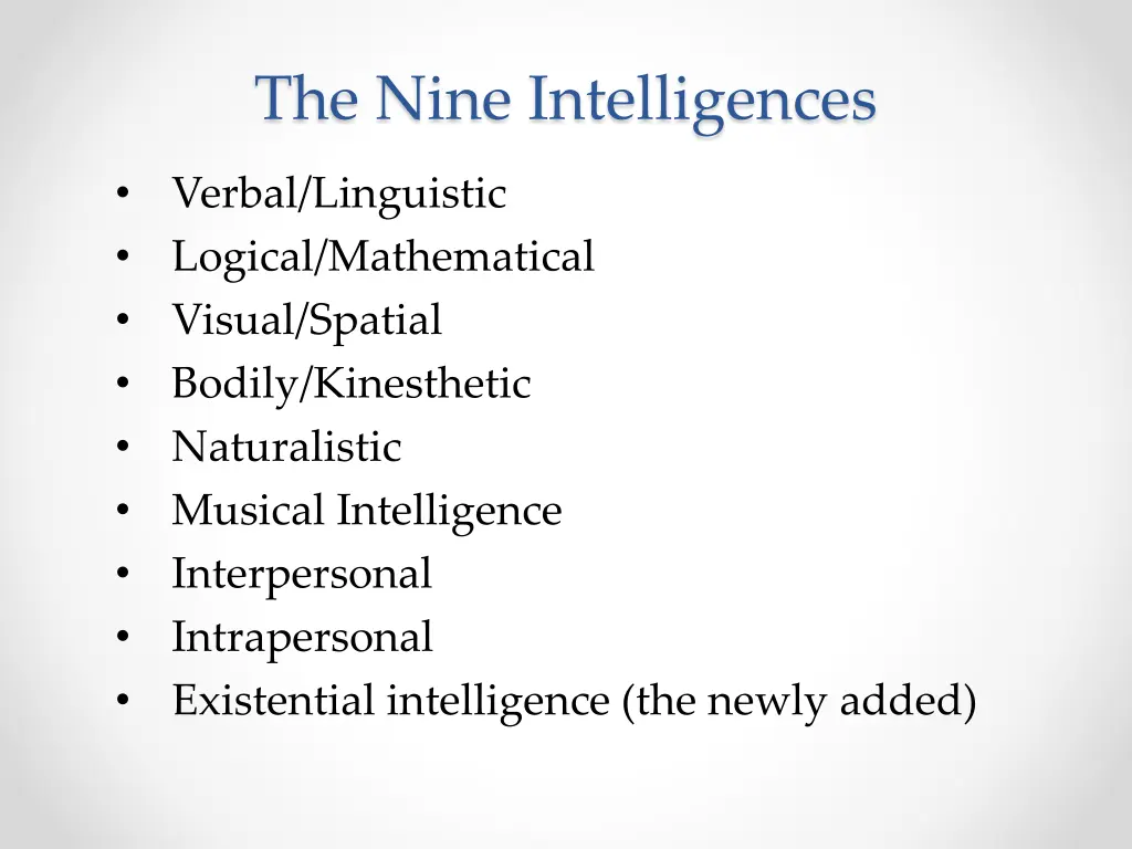 the nine intelligences