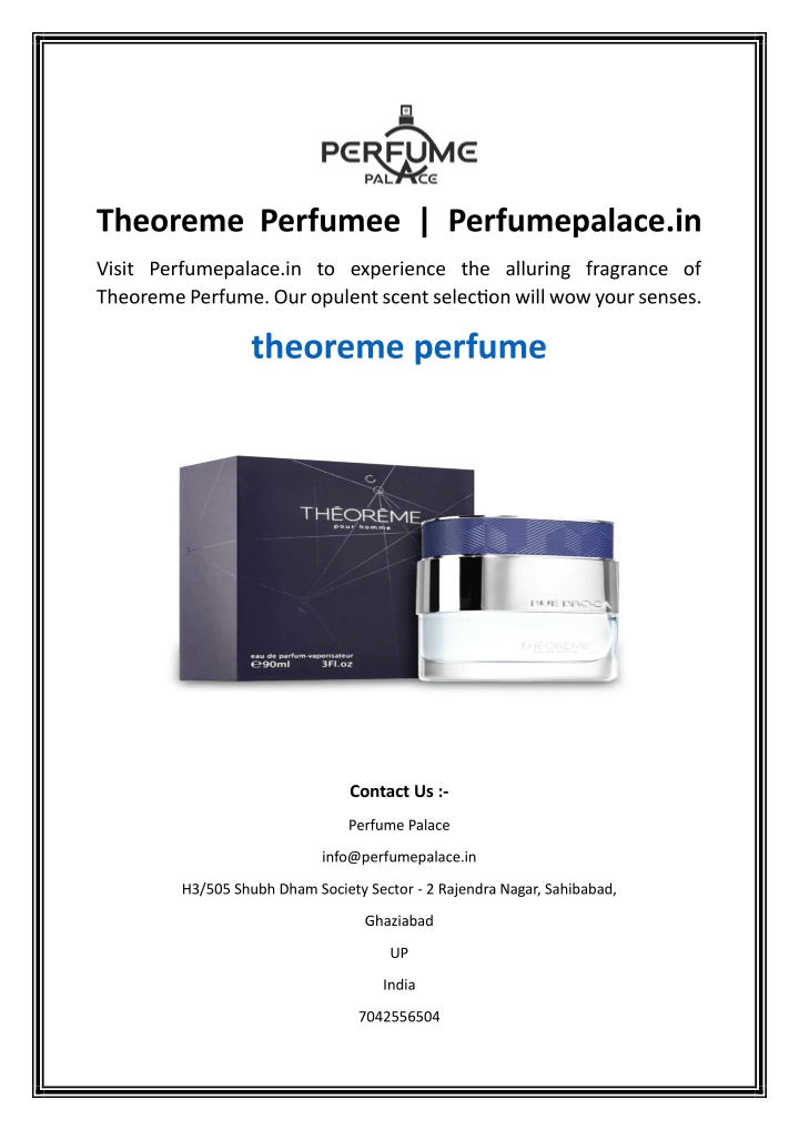 theoreme perfumee perfumepalace in