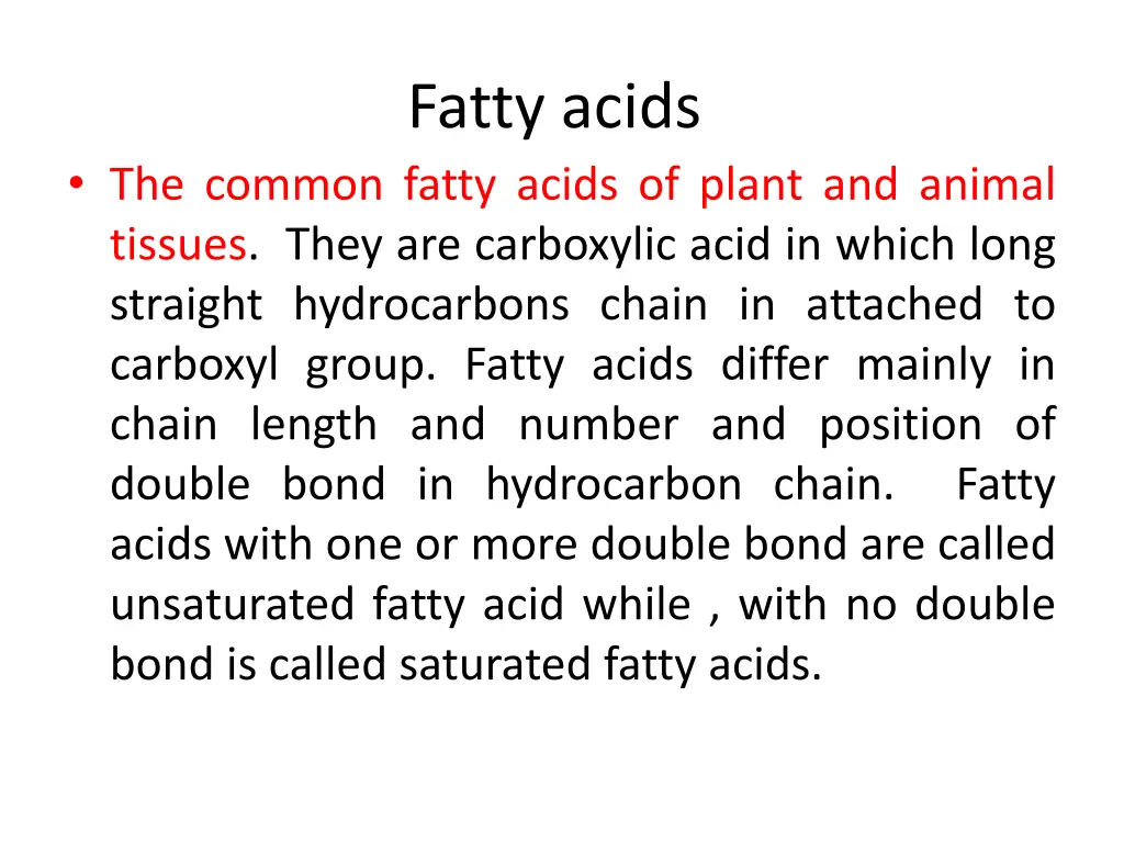 fatty acids