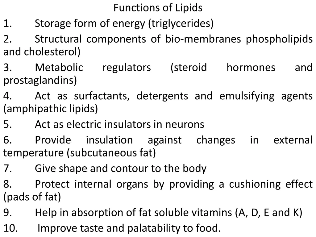 functions of lipids