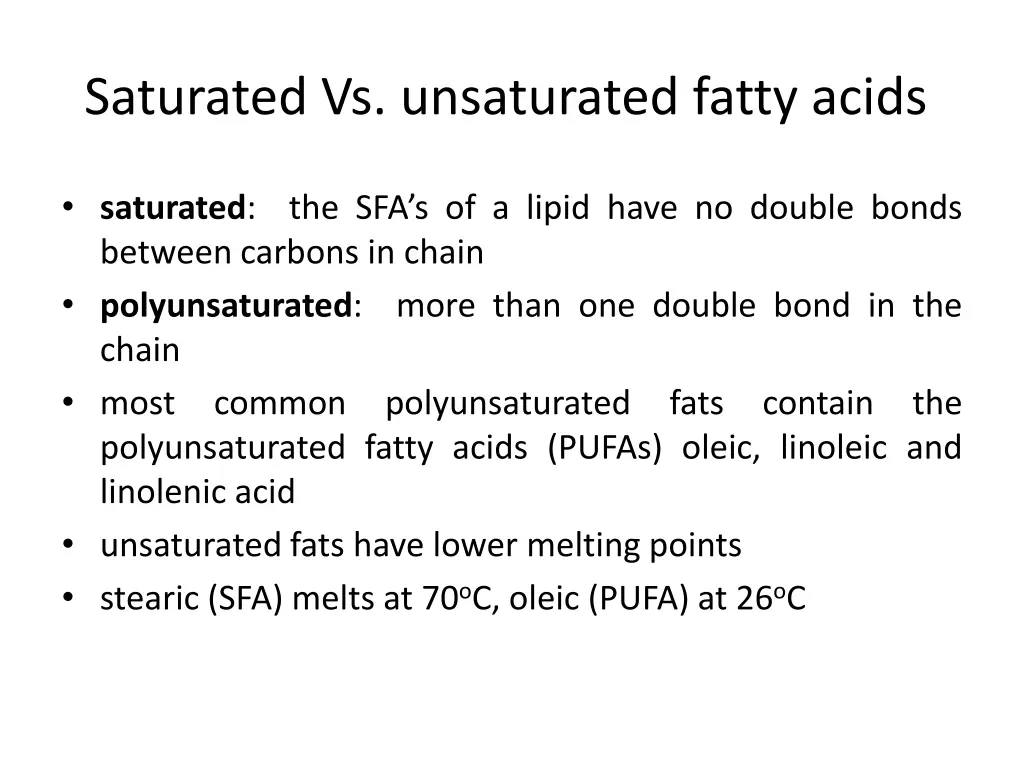 saturated vs unsaturated fatty acids
