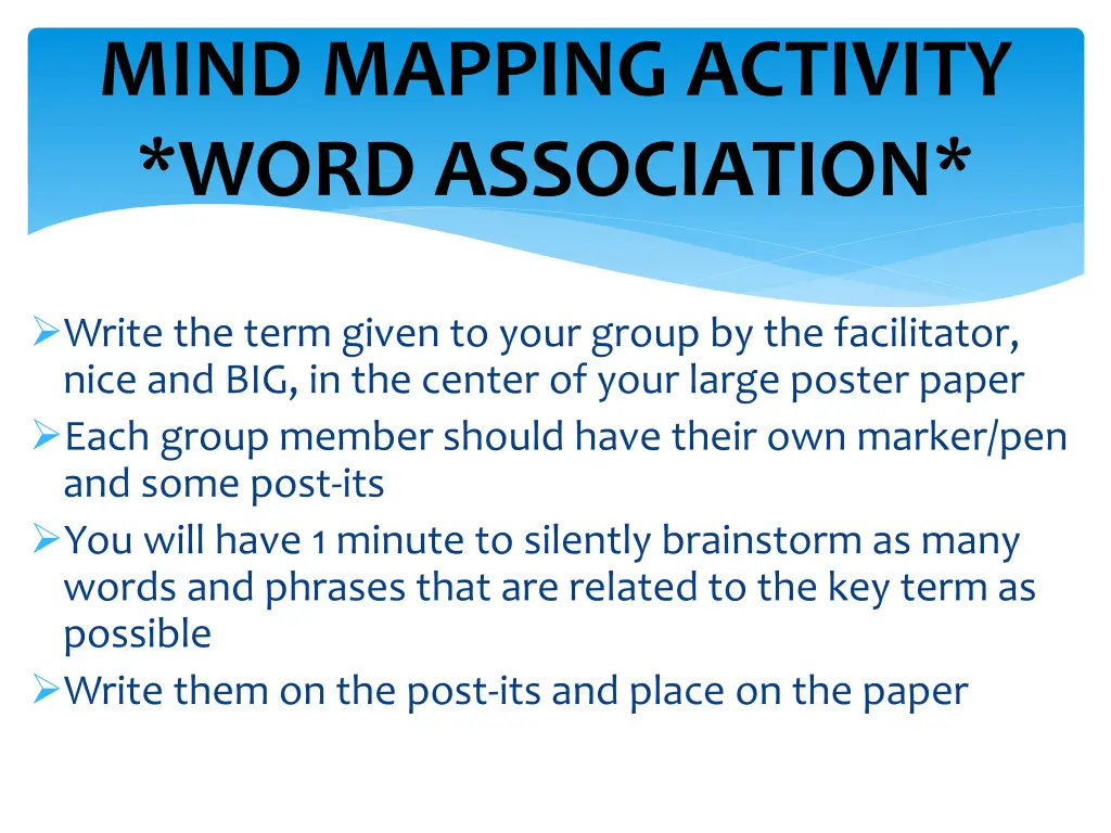 mind mapping activity word association