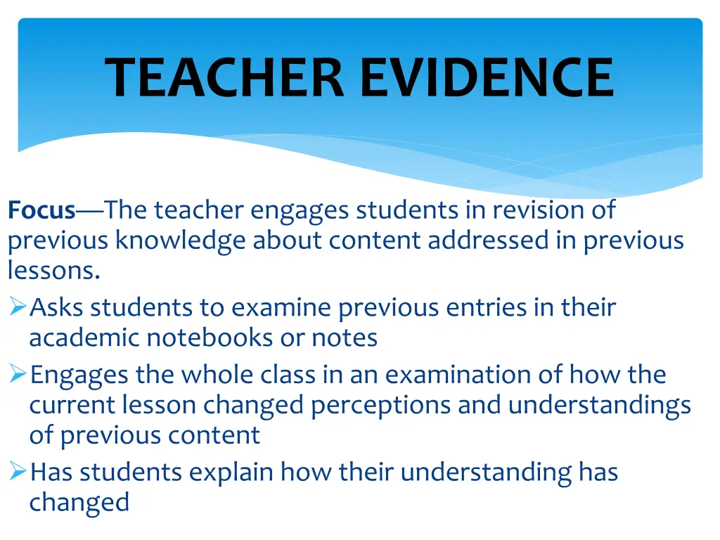 teacher evidence