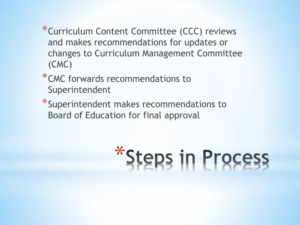 curriculum content committee ccc reviews