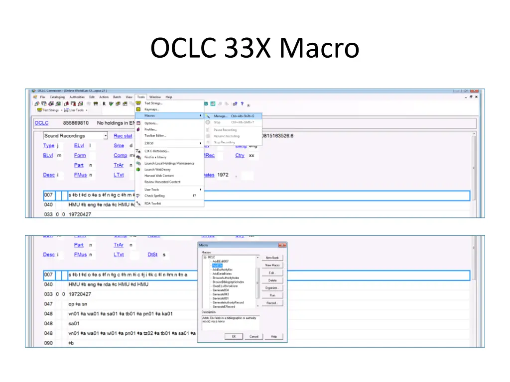 oclc 33x macro