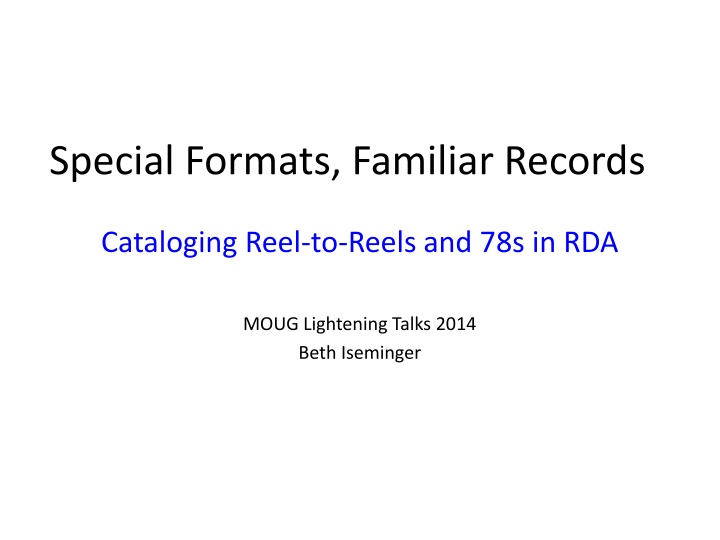 special formats familiar records