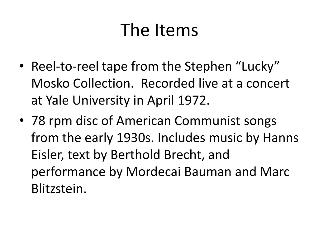 the items
