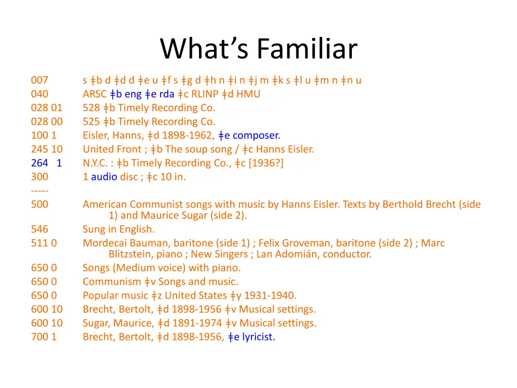 what s familiar 1