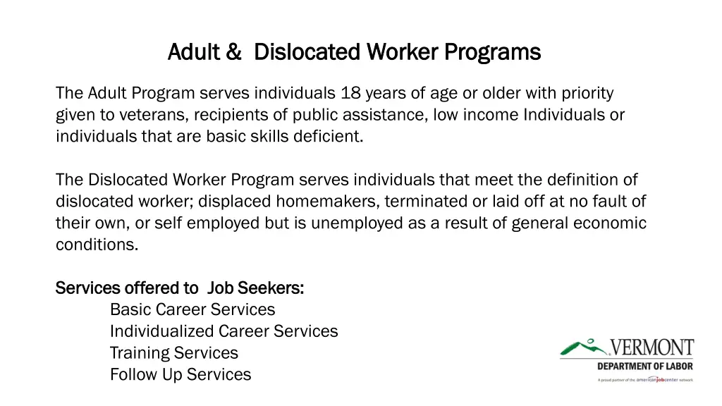 adult dislocated worker programs adult dislocated