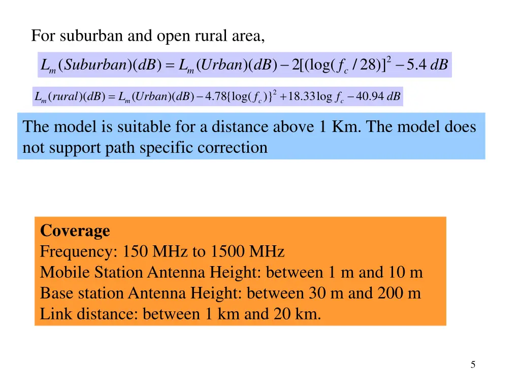 for suburban and open rural area