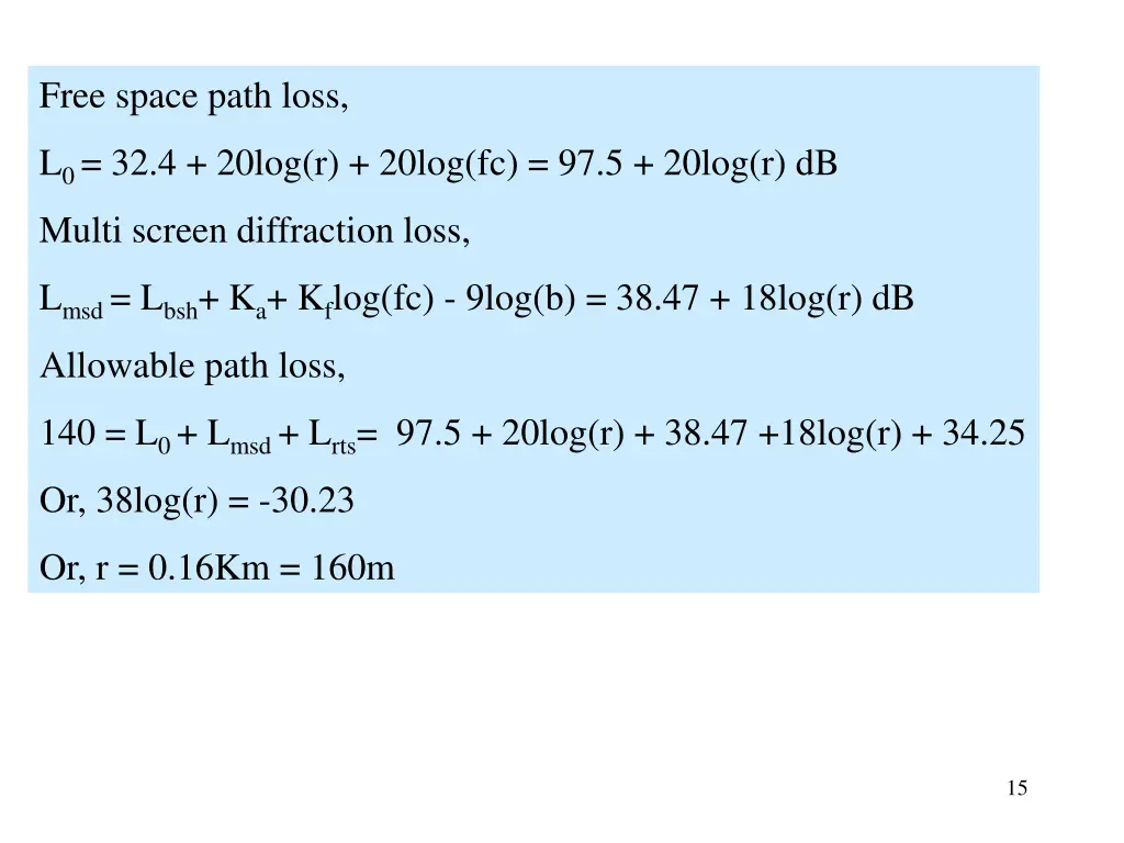 free space path loss