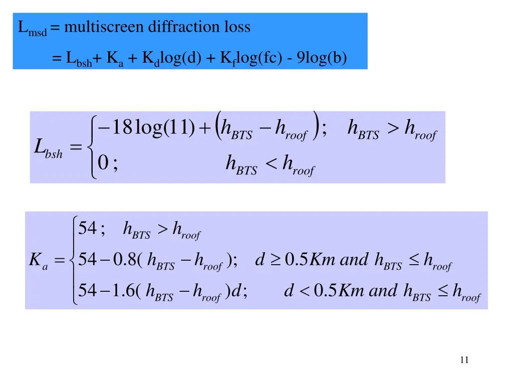 l msd multiscreen diffraction loss