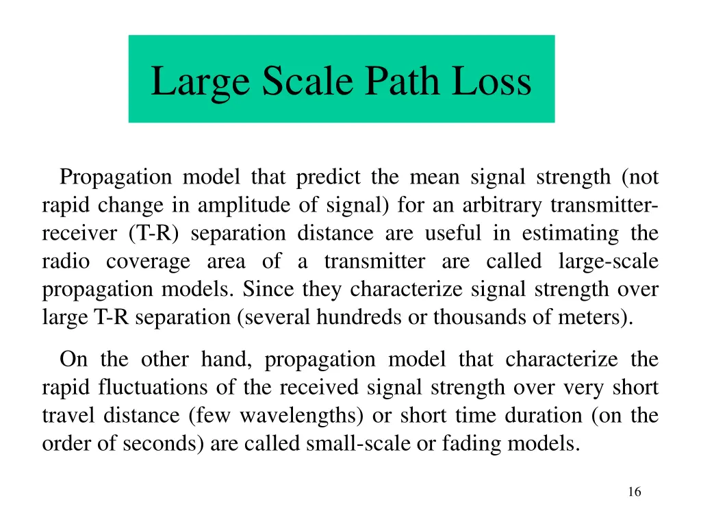 large scale path loss