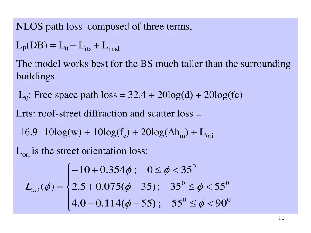 nlos path loss composed of three terms