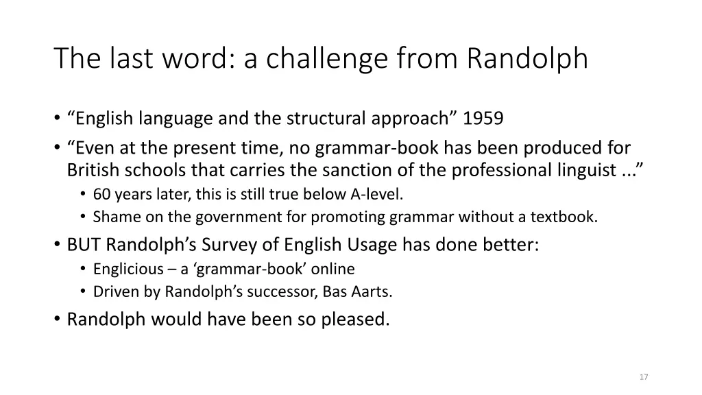 the last word a challenge from randolph
