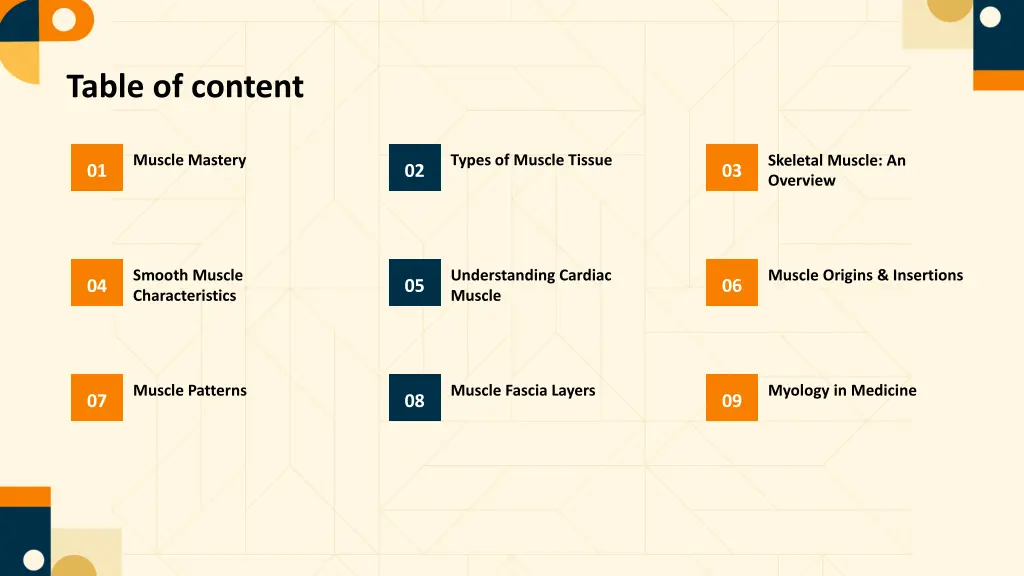 table of content