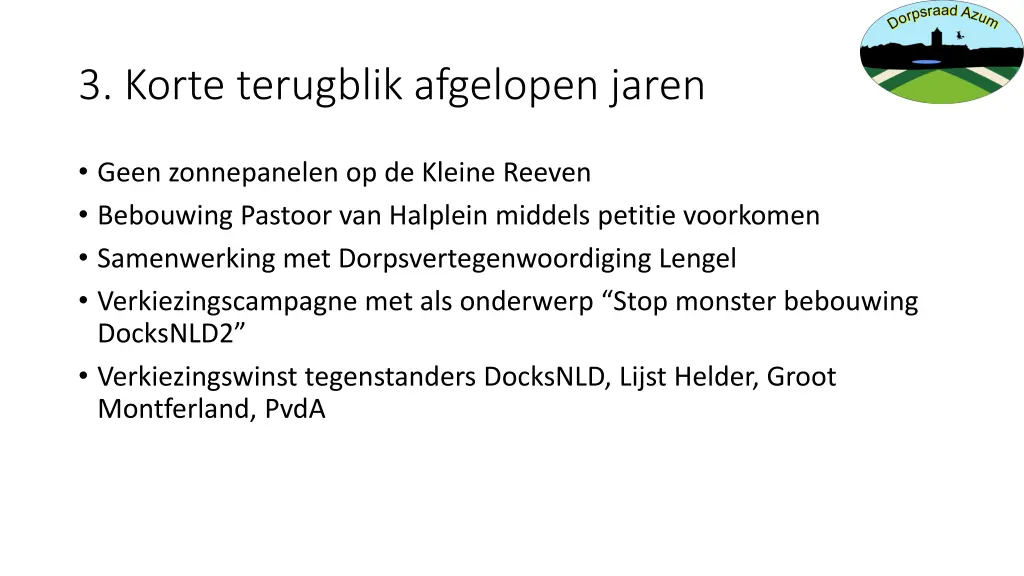 3 korte terugblik afgelopen jaren