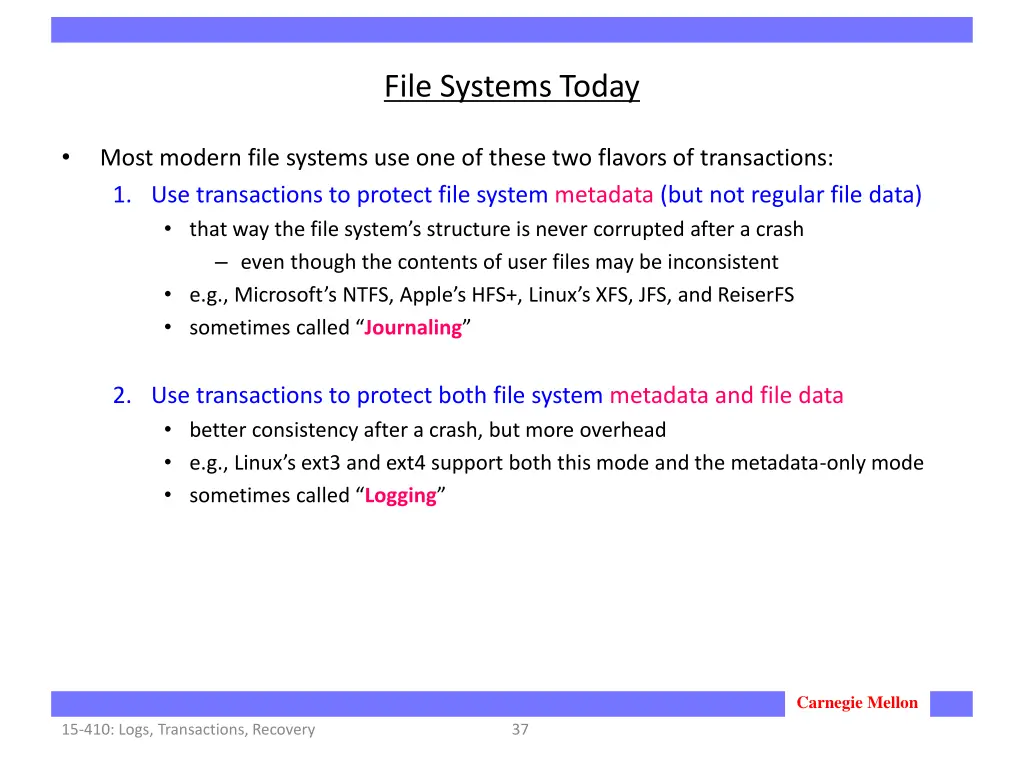 file systems today
